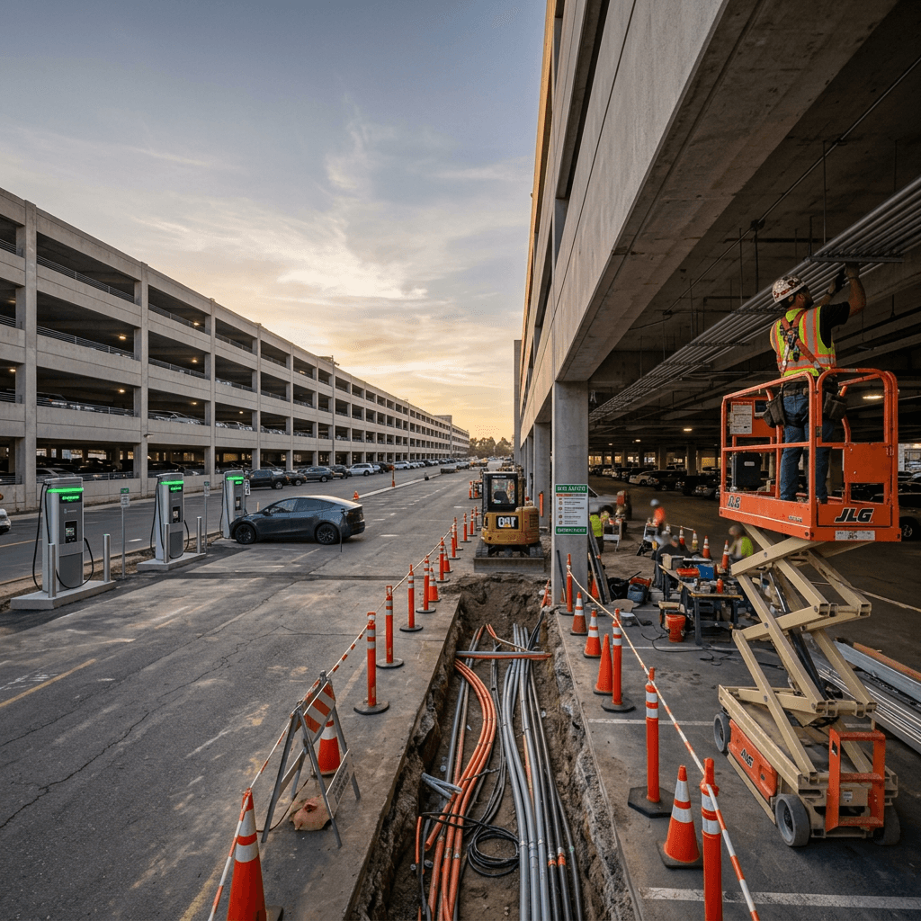 EV charging installation on site