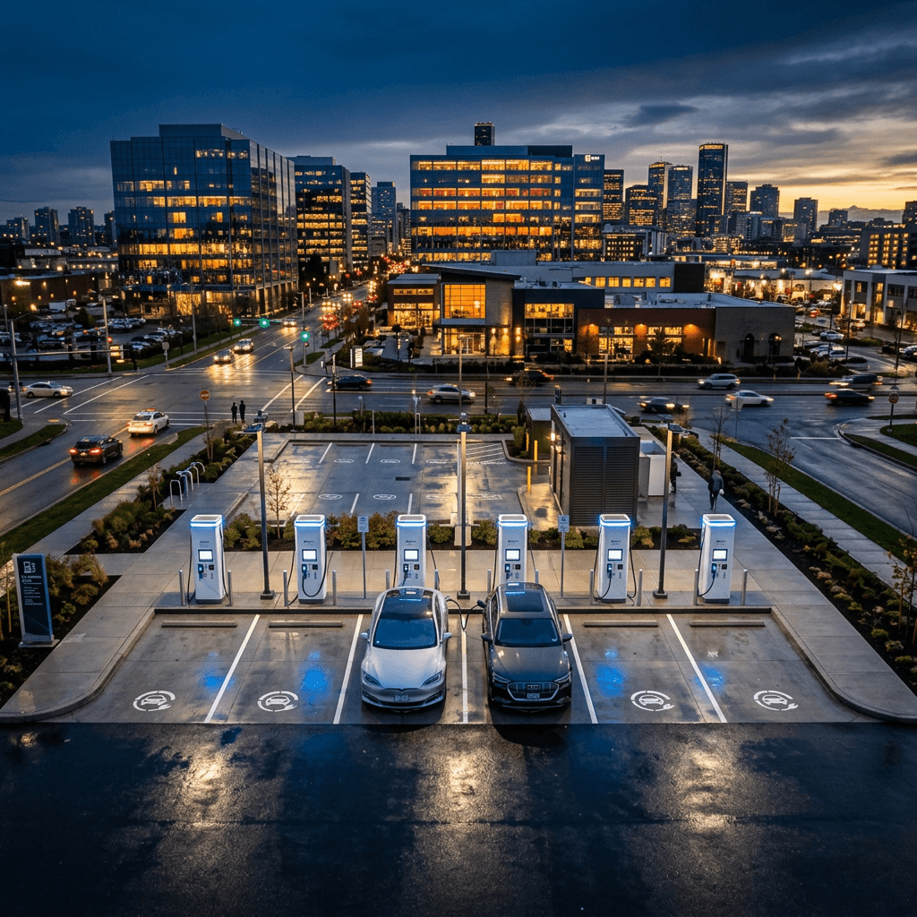 Commercial EV charging station installation